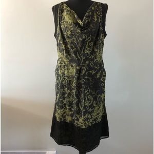 Women’s Notthesame Black Yellow Cowl neck Sheath dress size 38